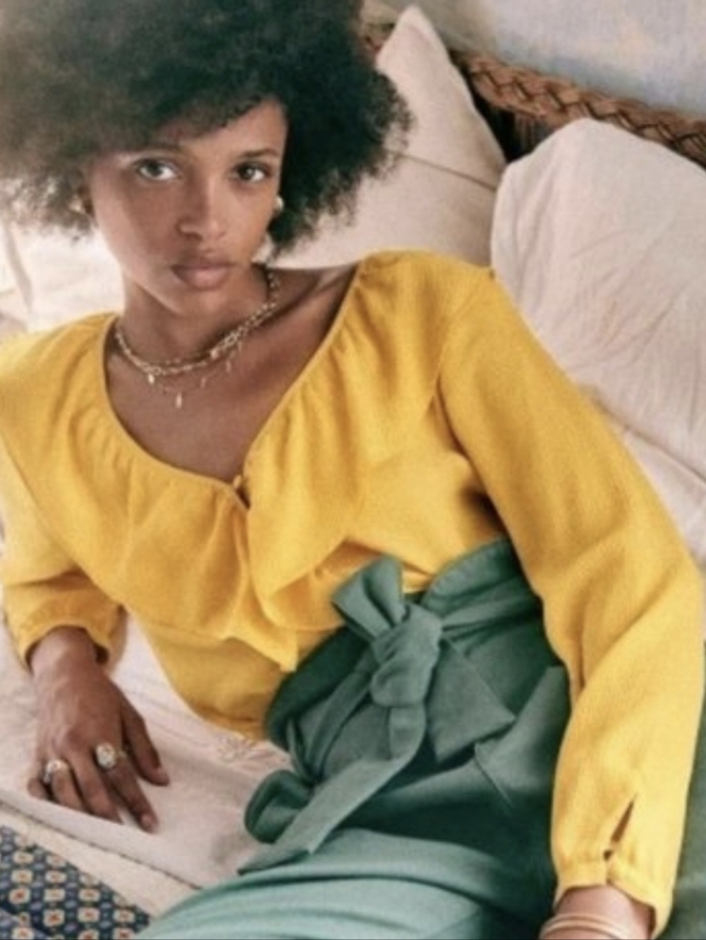 Sezane 100% Silk Priscille Blouse Yellow 40 NWOT - Picture 2 of 8